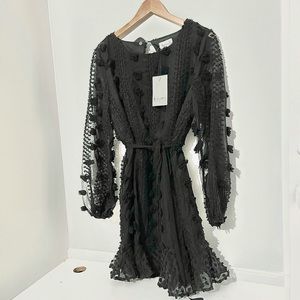 Black Pom Pom Textured Dress